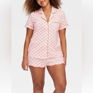 NWT Roller Rabbit x Target Geo Hearts Tangerine Pink Pajama Short Set XL